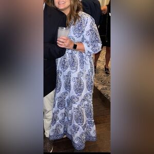 Tuckernuck La Plage Paisley Ruffle Neckline Maxi Dress - Medium